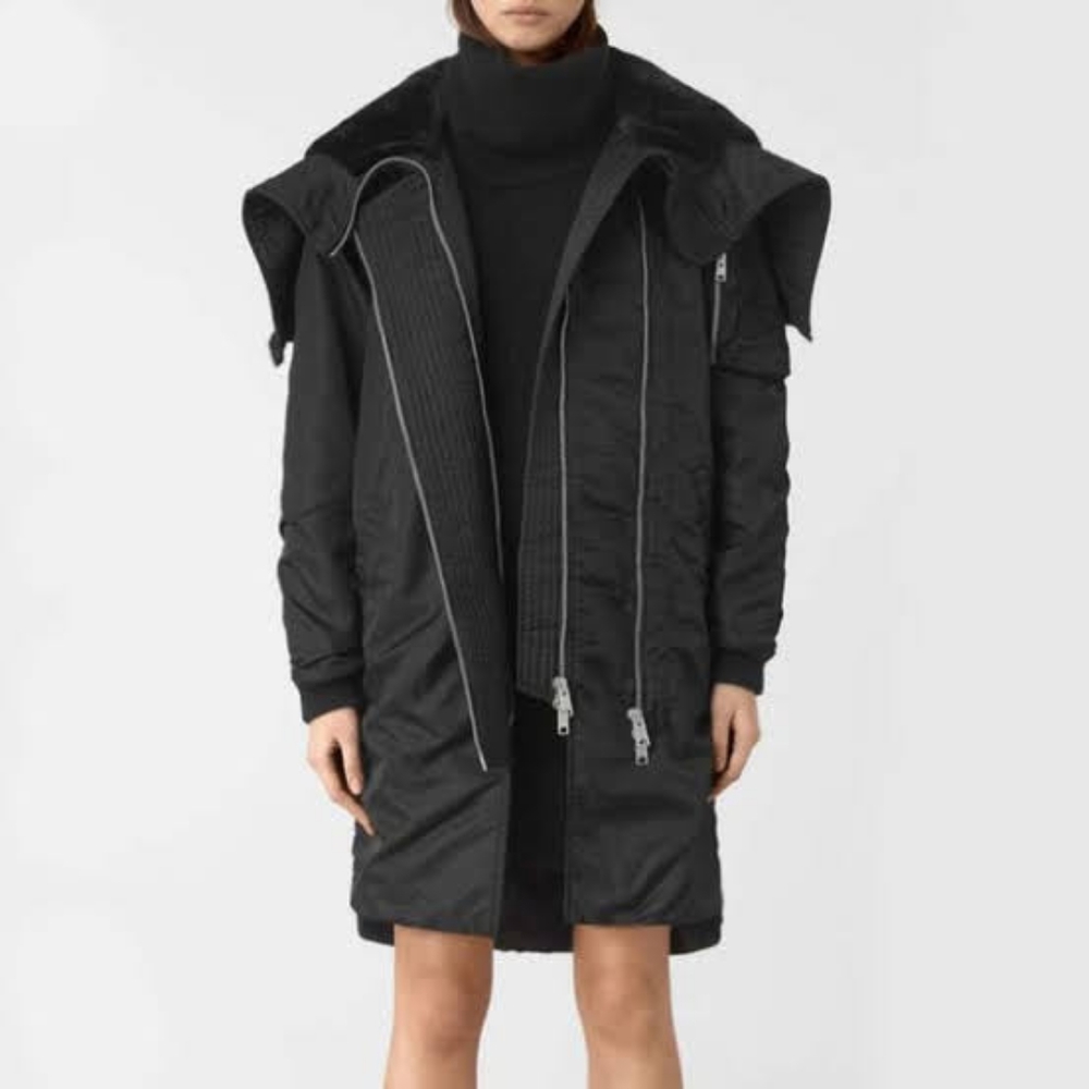 Allsaints Oren Parka Oversized Coat Army Green Beige Color Size L (XL)